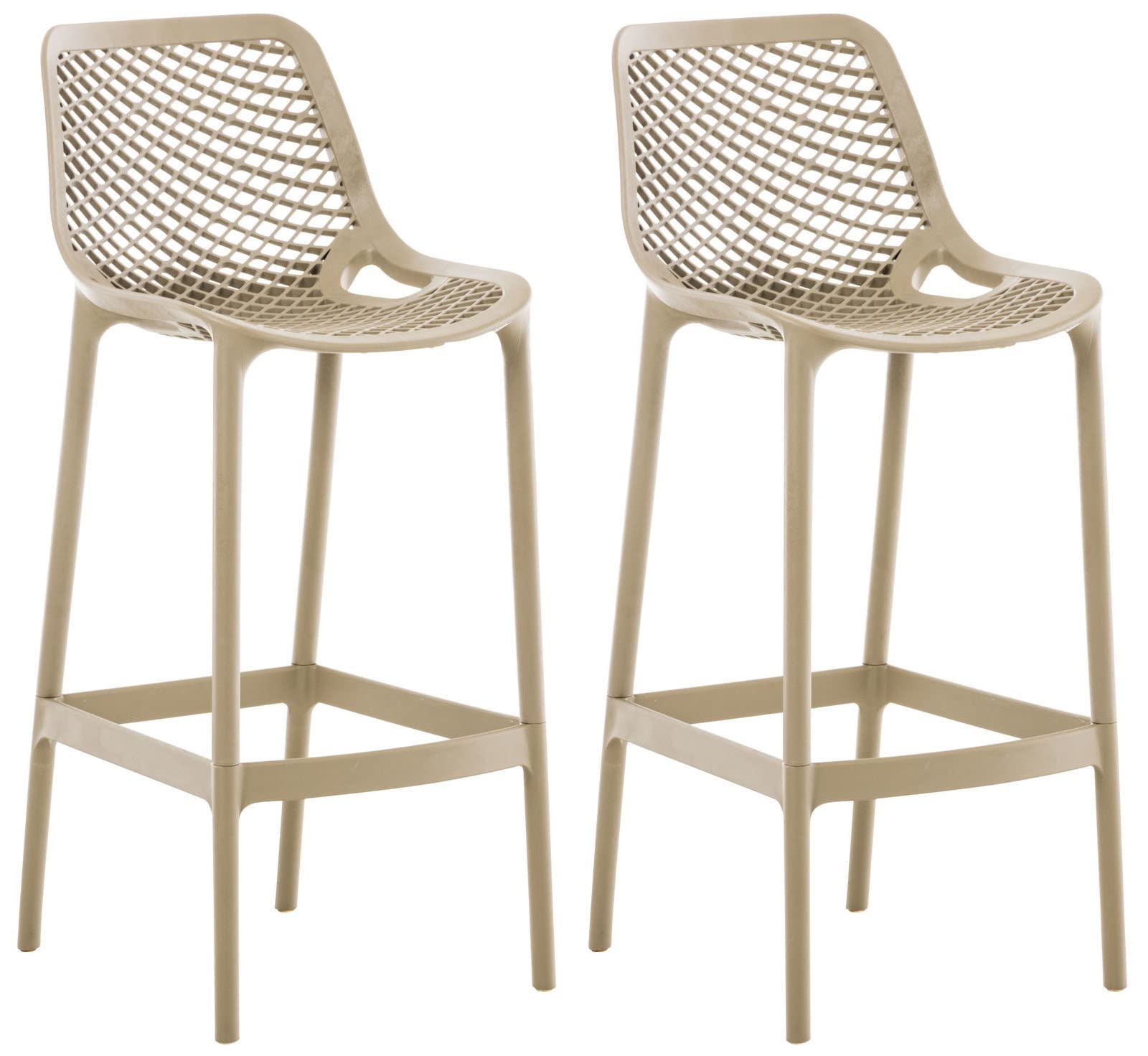 CLP Set De 2 Taburetes De Bar Air para Exterior o Interior De Plástico I Sillas Altas para Cocina Impermeables, Color:Barro