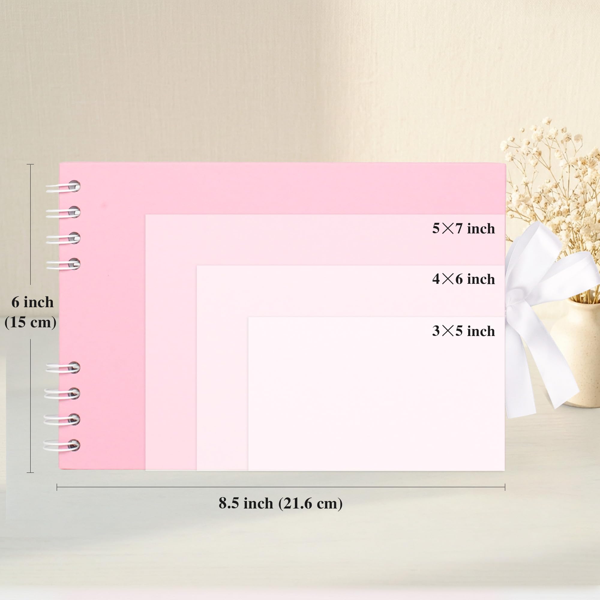 Vienrose Album fotograficzny 21,5 x 15 cm 40 stron różowy różowy album na zdjęcia do projektowania siebie
