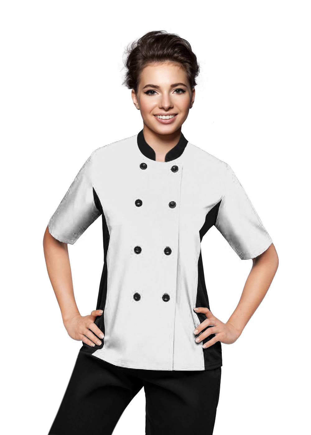 UniformatesShort Sleeves Only Women's Ladies Side Mesh Chef's Coat Jacket by Uniformates