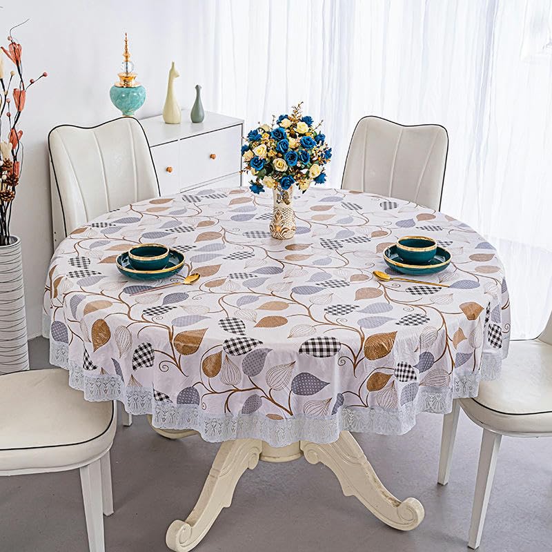 Nappe ronde PVC dentelle rose DIA 150-220cm imperméable pour table à manger