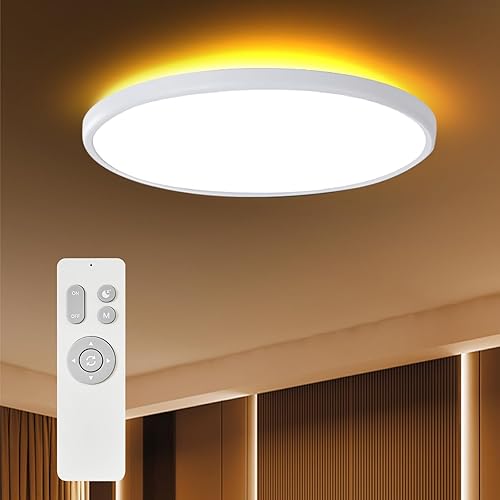 Miniatura 10 de ocioc Lámpara de techo de 18 pulgadas con control remoto, lámpara LED de montaje empotrado de 40 W con retroiluminación de 2000 K, cambio de luz de