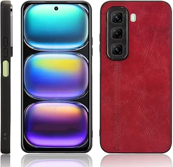 Case Compatible with Infinix Hot 50 Pro Plus 4G X6880 [PU Leather Texture][PU+PC+TPU] 3 in 1 Camera Protection Cover Red