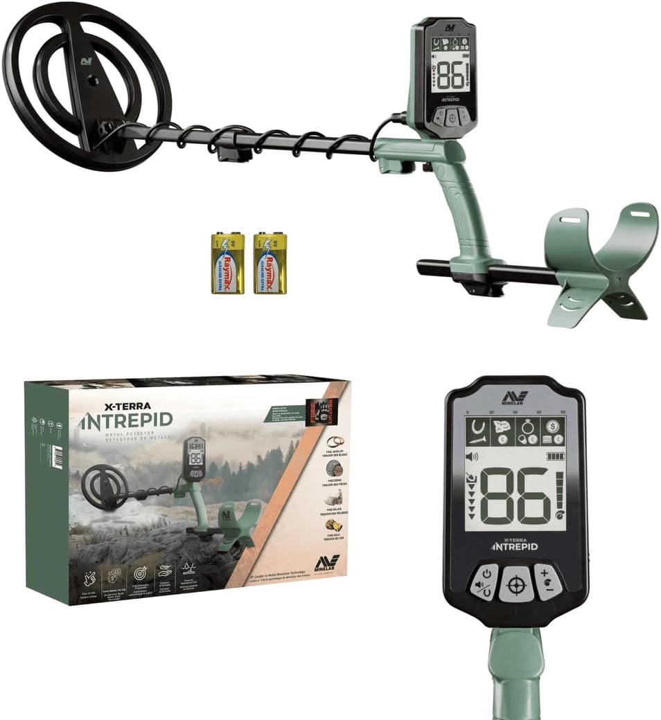 MINELAB X-Terra Intrepid, All-Terrain Professional Pinpointing Metal Detector for Adults and Teens with Waterproof Coil, 2 Detect Modes, and Clear Target IDs