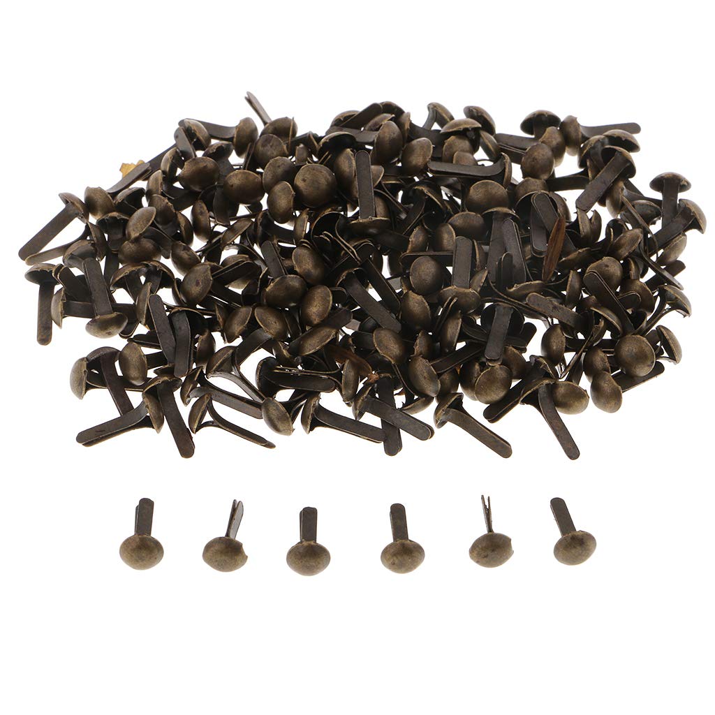 Baosity 200 Pieces Mini Round Fasteners Metal Brads Paper Fasteners Scrapbooking Embellishment for Paper Decoration Arts&Craft DIY,School Project Decorative Bronze