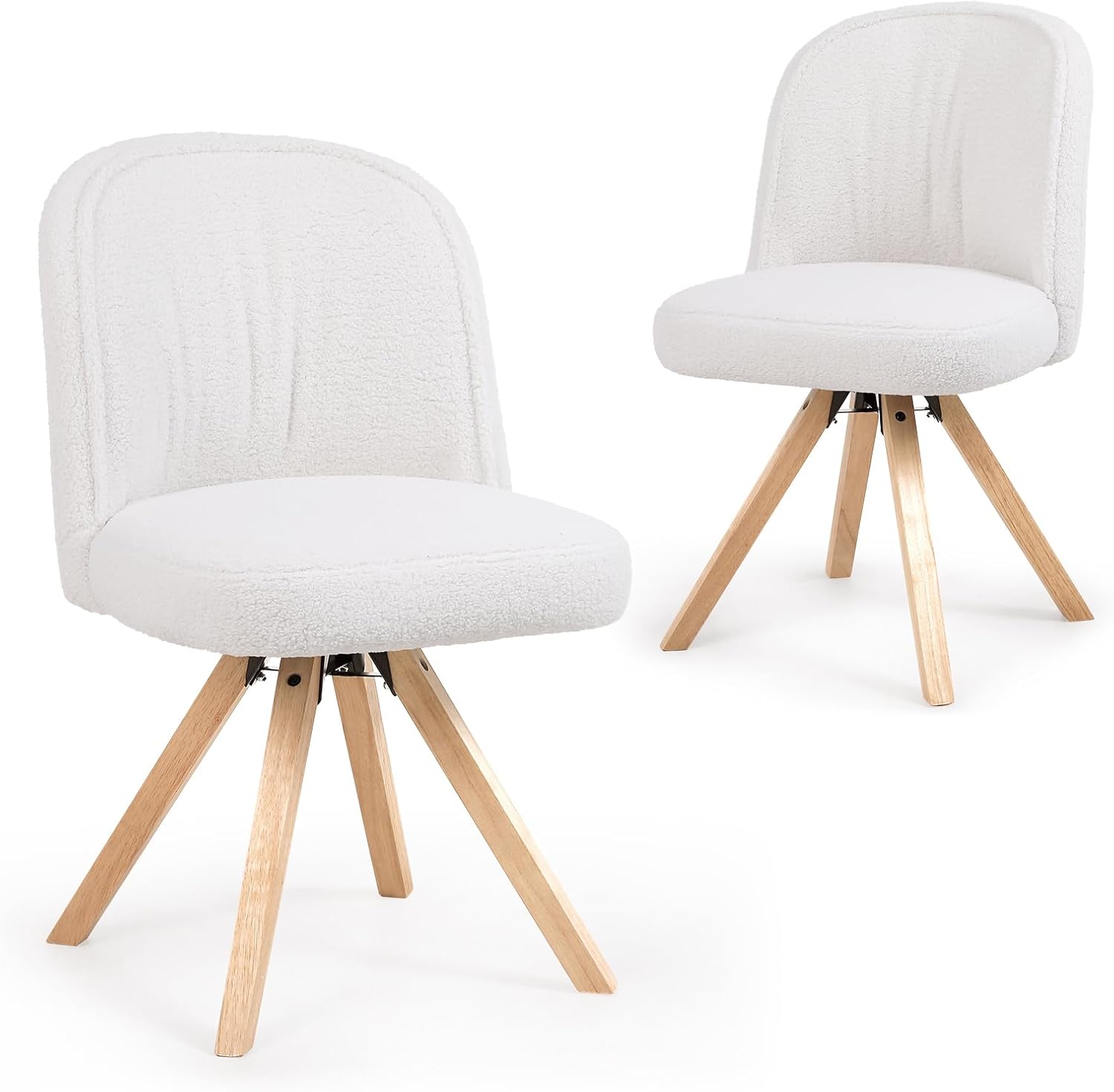 Juego De 2 Sillas De Comedor Giratorias, Sillas De Salón De Tela Sherpa Con Reposabrazos Estilo Moderno Gris