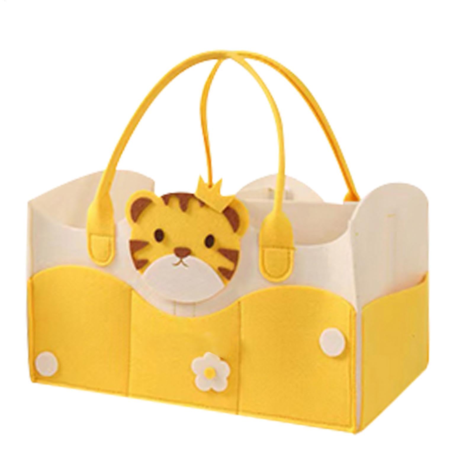 Baby Nappy Caddy Organiser - Portable Felt Diaper Storage for Changing Table with Compartments for Wipes, Toys, Bottles - Nursery Storage Bag for Mom and Kids