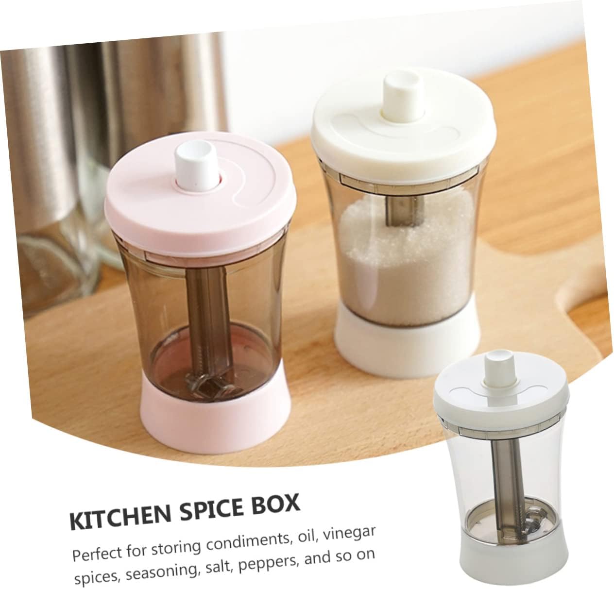 Ciieeo 3pcs Kitchen Push-type Salt Shaker Jar Glass Condiment Squeeze Bottle for Himalayan Salt