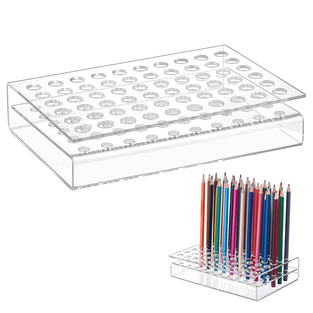 PH PandaHall 60 Slot Acrylic Pen Holder Rack, Display Pen Stand