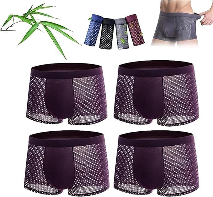 Calzoncillos Bóxer De Fibra De Bambú, Calzoncillos Bóxer De Fibra De Bambú Transpirables Calzoncillos Bóxer De Fibra De Bambú, Calzoncillos Bóxer De Bambú Bio-fit, Wine Red, XL