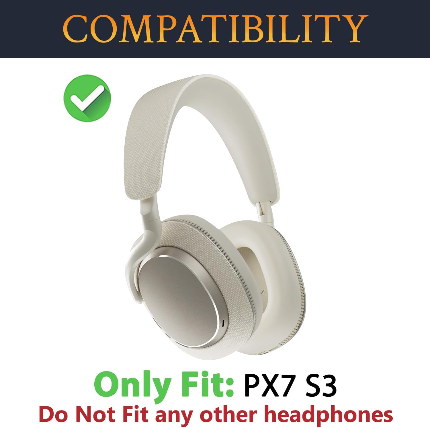 SOULWIT Earpads Replacement for Bowers & Wilkins Px7 S3/Px8 S2 Wireless Headphones, Ear Pads Cushions with Soft Protein Leather and High-Density Memory Foam - Canvas White