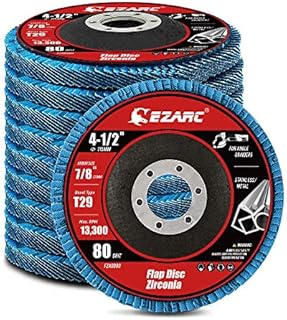 EZARC Flap Disc 115mm 80 Grit Zirconia Grinding Wheel, Abrasive Discs Type 29 for Stainless Steel, Cast Iron and Sheet Metal, 10 Pack