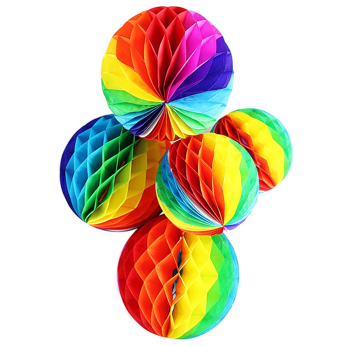 Binpeng Paper Fan for Decorations Paper Honeycomb Tissue Balls for Party Decoration Paper Honeycomb Tissue Fans for Party Decoratio (Rainbow (12 inch+10 inch+8 inch )(Total 6 PCS))
