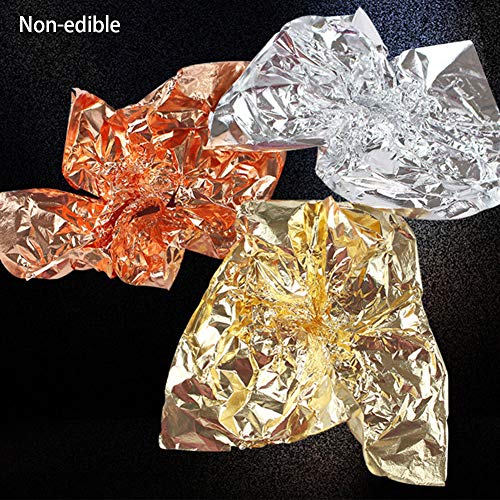 Gold Leaf Sheets 300 Imitation Gold Leaf Silver Leaf Rose Gold Leaf for Gilding Crafting, DIY Arts Project Crafting Decoration,Cake Decorating, Makeup Health & Spa, 16x16cm (3 Color) - Thumbnail 7
