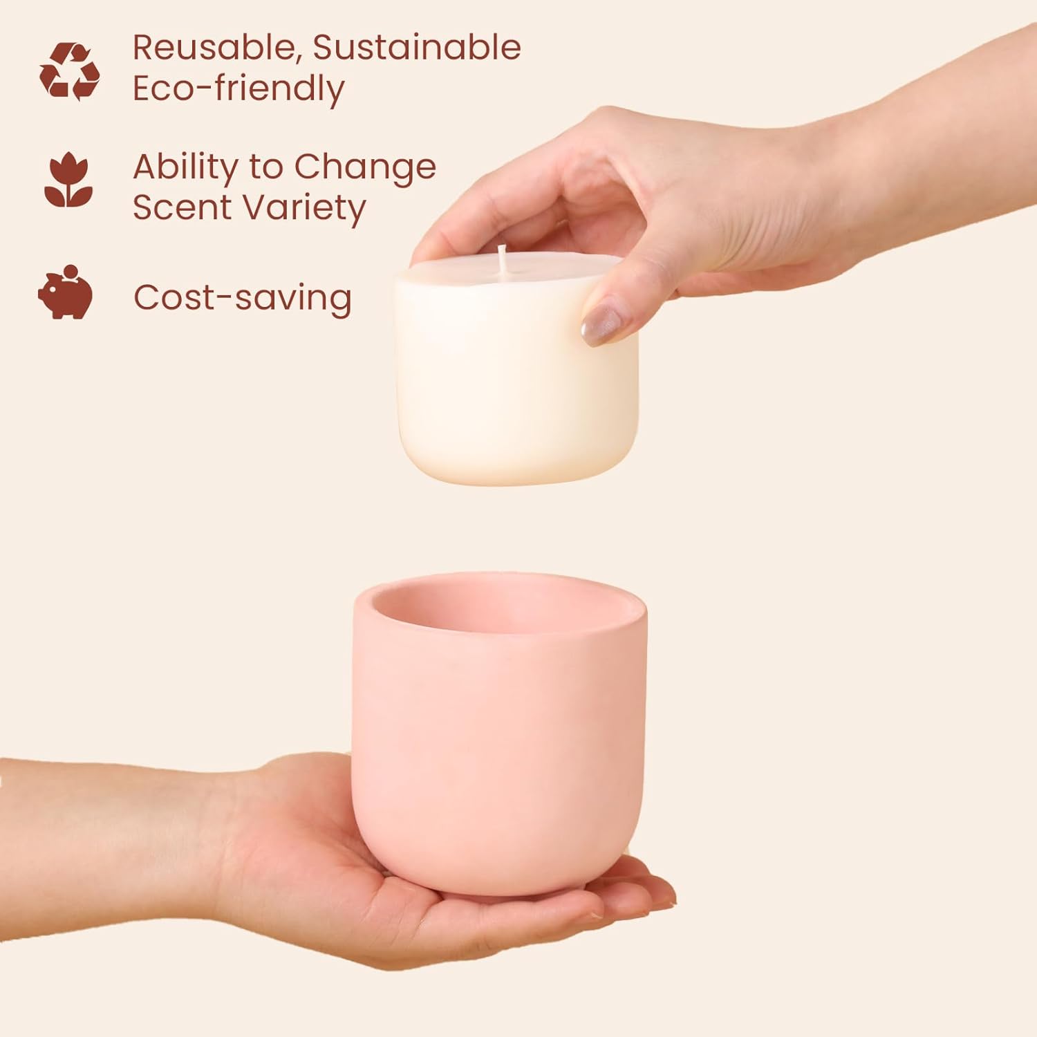 BOOWAN NICOLE Round Candle Vessels With Lid Silicone Mold, 9oz Refill Mold, Jar Mould for Jesmonite Concrete Cement (SH1023+916-2+LZ624)