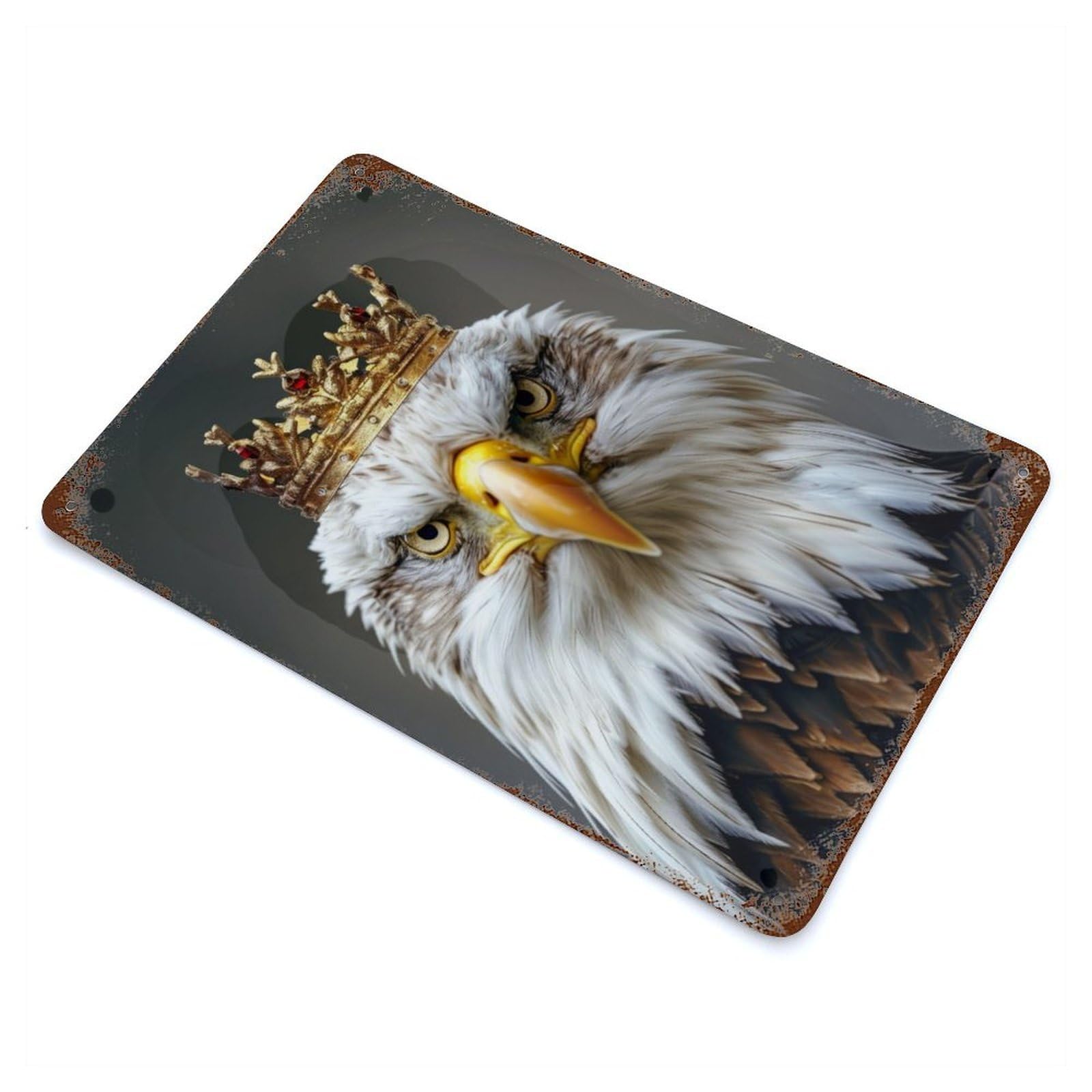 Eagle King Vintage Rust Metal Sign 11.8"x7.9", Shabby Chic Decor for Garage, Pub Or Kitchen