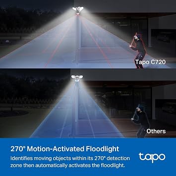 Tapo C720, Akıllı Projektör Kamerası, 2K QHD, 2800 Lumen, Hareketle Etkinleşen Projektör, Yapay Zeka Desteği, IP65, Yerel/Bulut Depolama [Enerji Sınıfı D]
