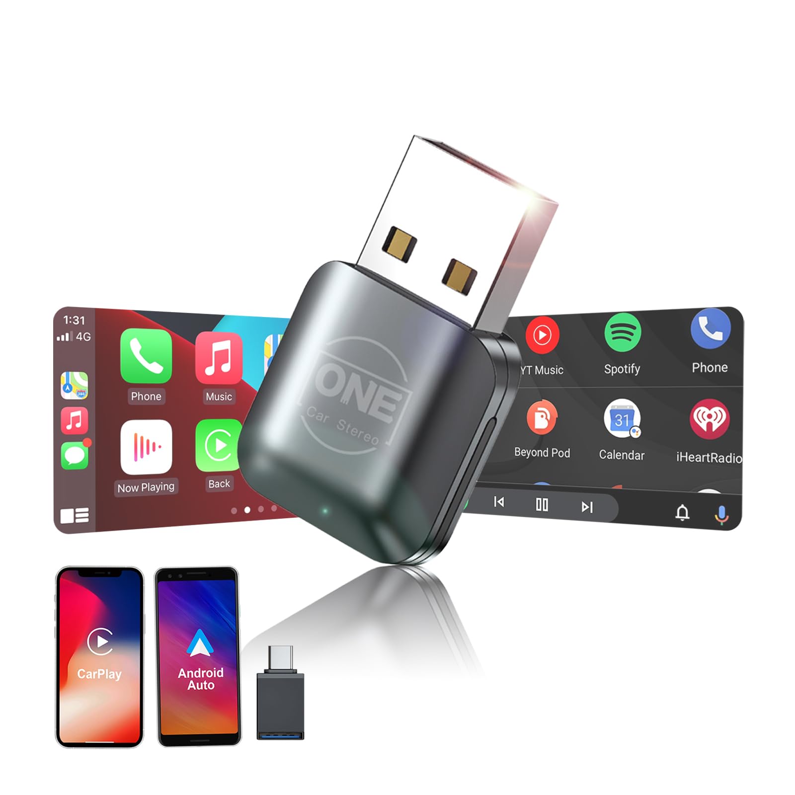 Amazon.com: OneCarStereo Wireless CarPlay Adapter, Android Auto