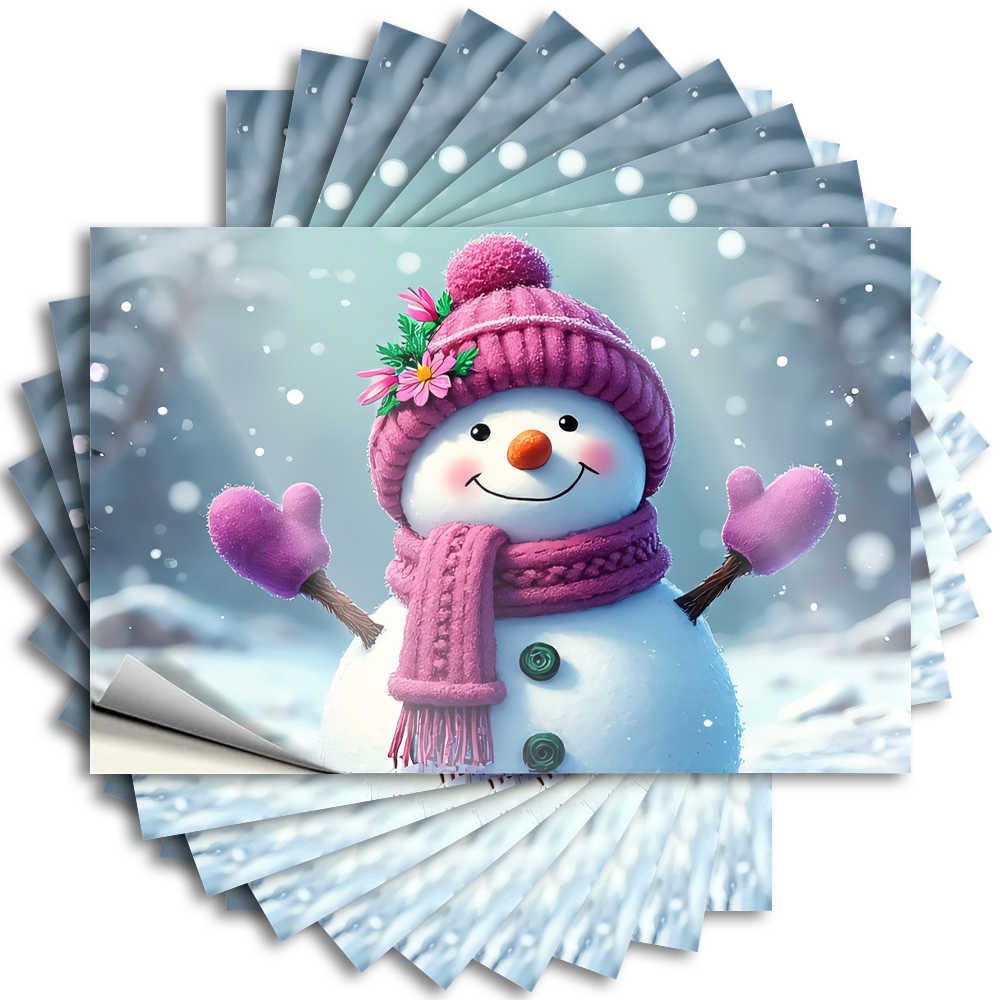 Abipuir - Funny Pink Snowman Car Stickers for Hat and Scarf, 10 Kawaii Car Stickers for Cars (6 x 9 cm)
