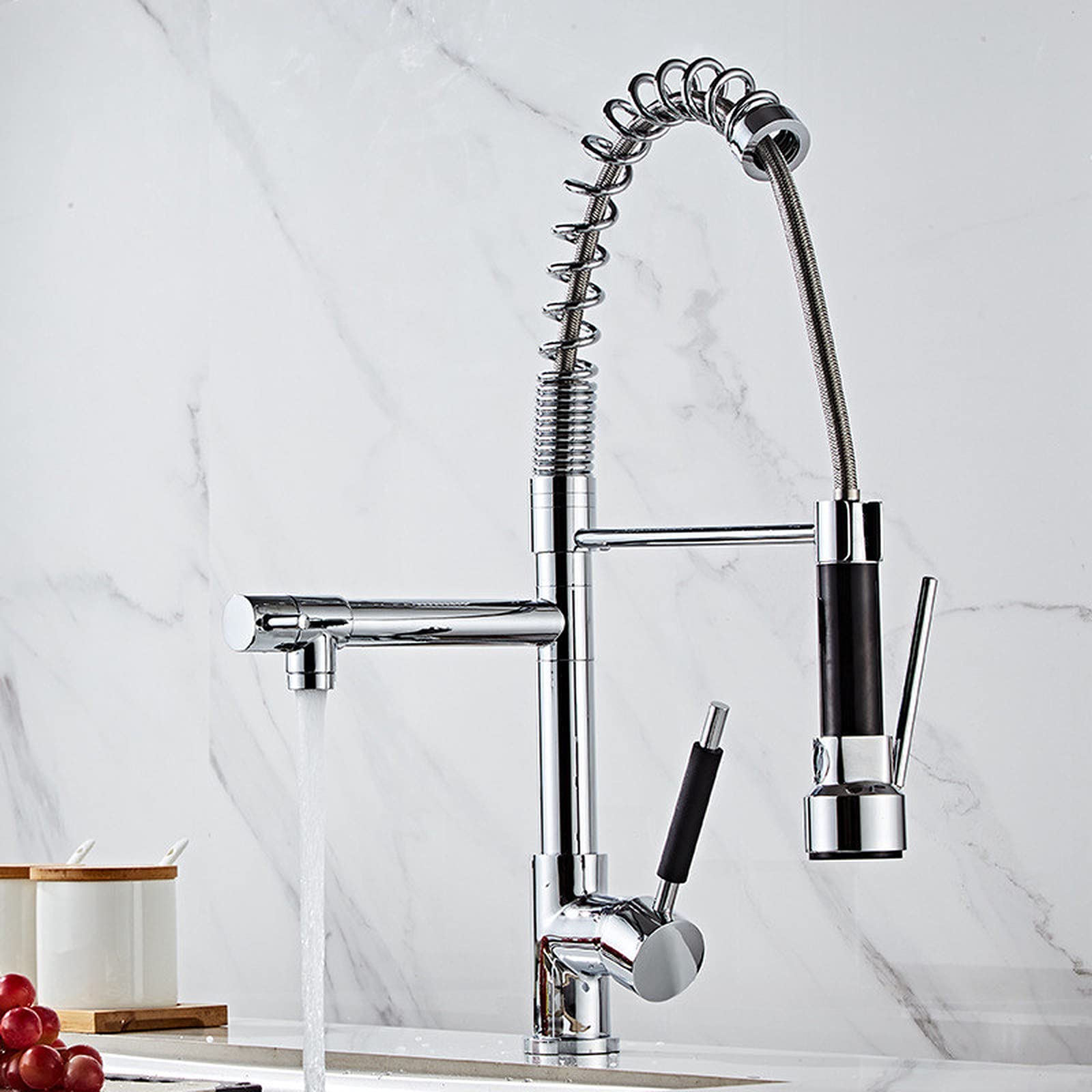 ZYCHSJXA Pull Out Kitchen Faucet Gold Sink Mixer Tap Vanity Water Rotating