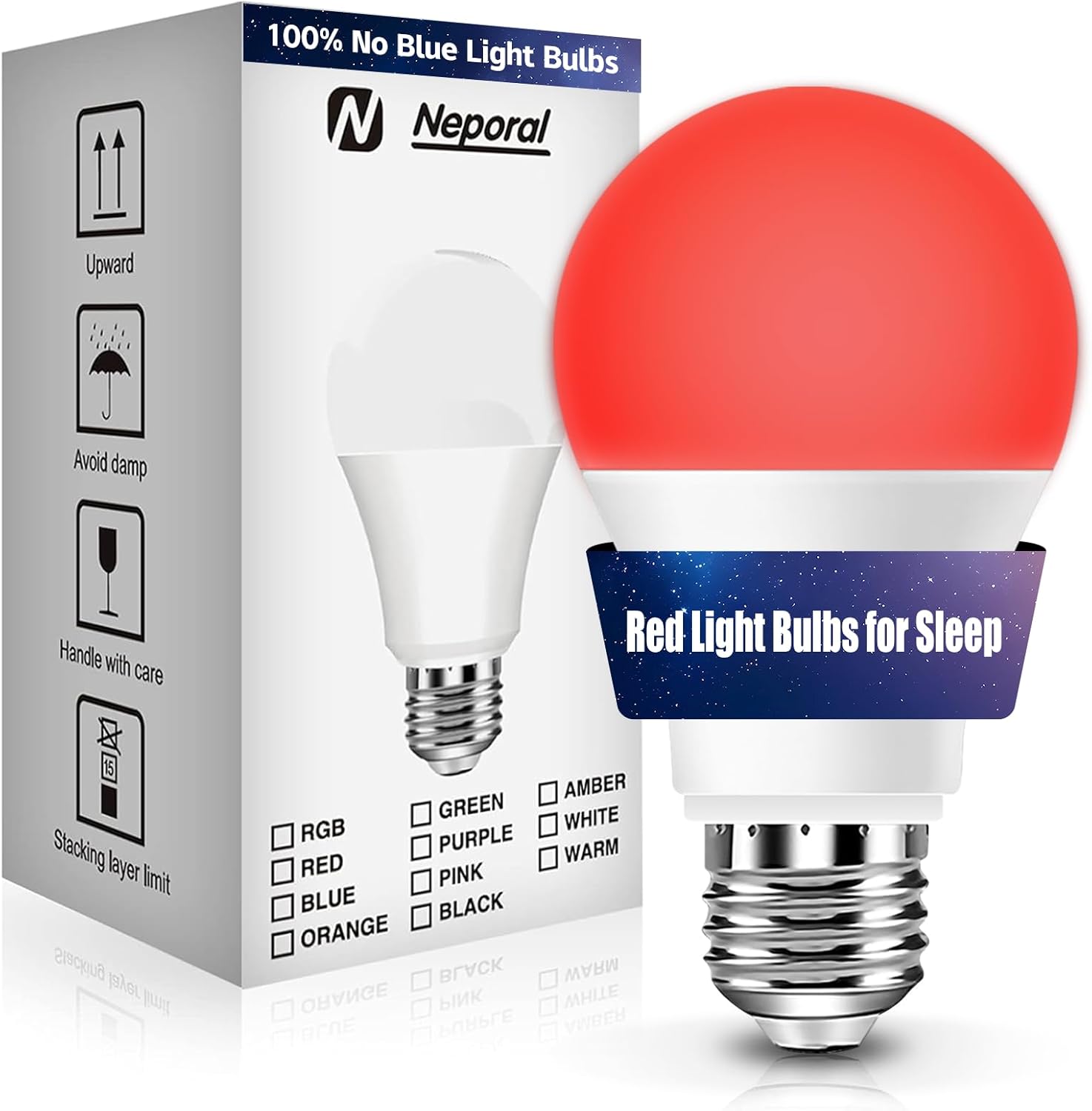 Neporal Red Light Bulbs for Sleep 9W