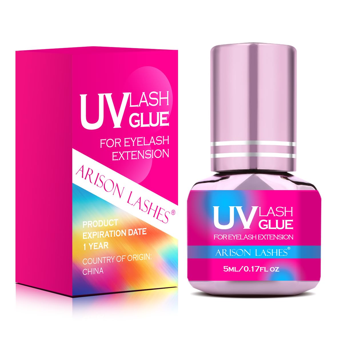 UV Eyelash Extension Glue 1Sec Dry Waterproof Strong Bond for Eyelash Extensions -Ultra Violet Lash Gel Glue for Professional Use Only(Black-5ML)
