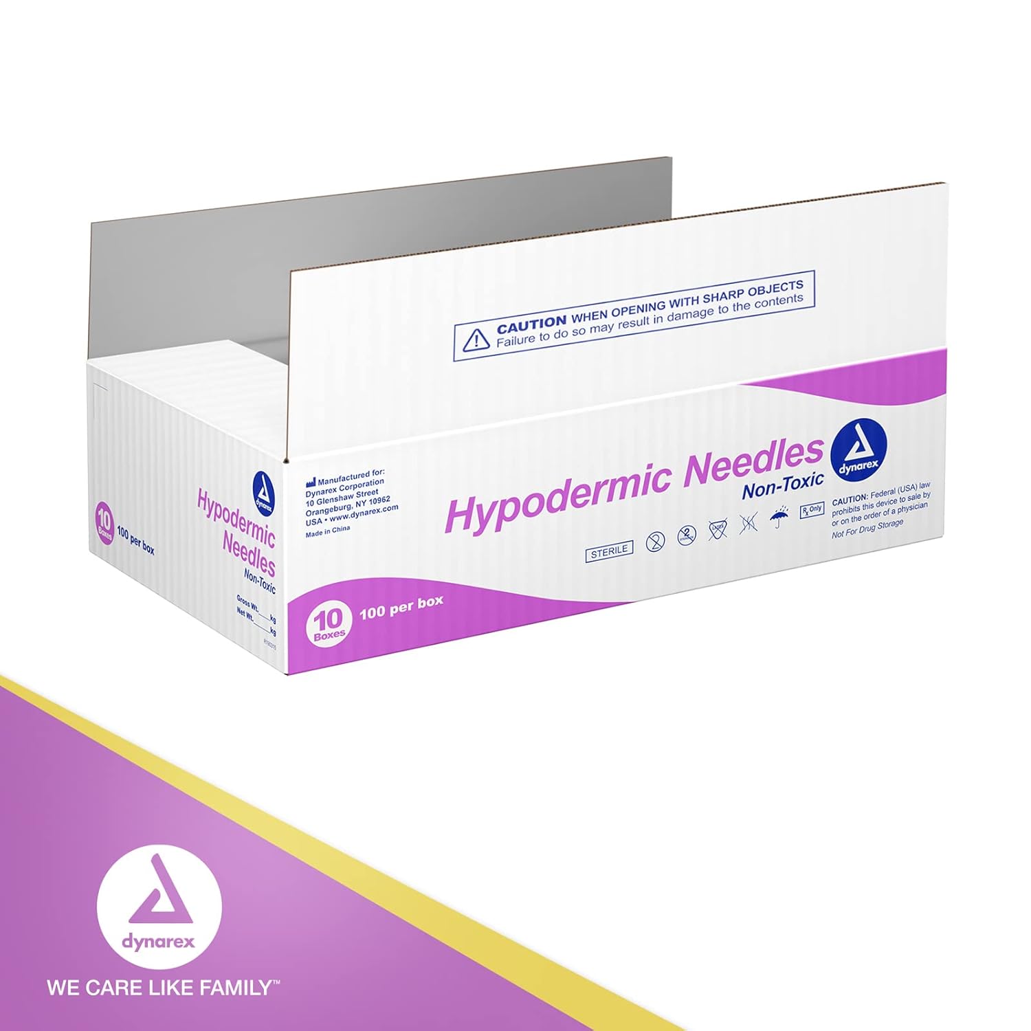 Dynarex 6964 Hypodermic Needle, 20 g, 1" Needle, 1000 Count