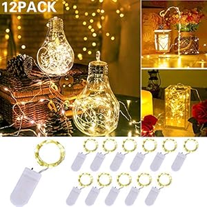 LED Lichterkette Batterie 12 Stück, 2M 20 LEDs Lichterkette Warmweiß String Fairy Light Lichterketten für Innen- und…