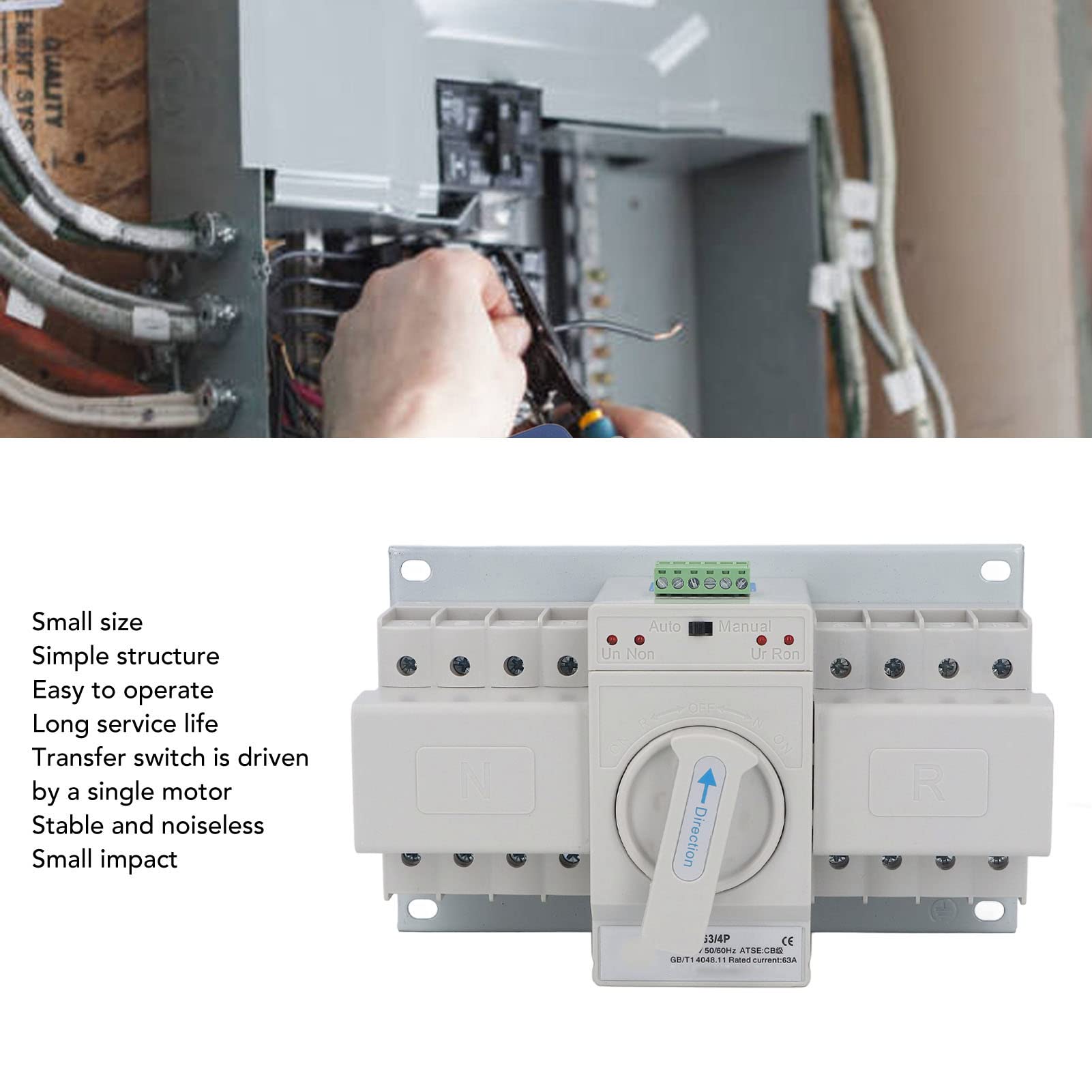 Interruttore Di Trasferimento Automatico 4P 63A – Doppia Alimentazione 400V AC Per Emergenze E Impianti Trifase