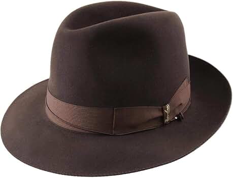 Borsalino ハット ダークブラウン 美品】Borsalino パナマハット ストローハット 麦わら帽子