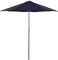 Vista 1 de Northlight Sombrilla de mercado para patio al aire libre de 9 pies con poste de madera, azul marino
