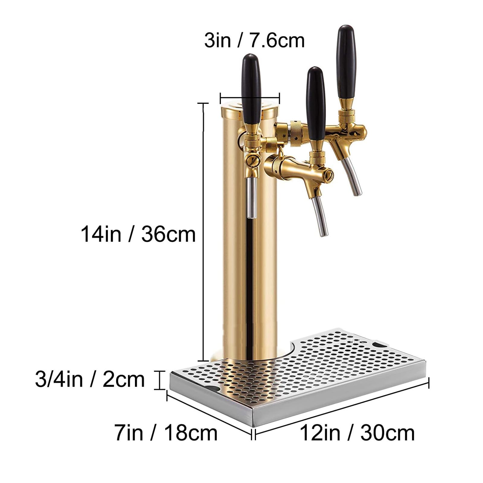 Bierspender, Bierturm Aus Edelstahl, Fassbierturm Wasserhahn mit Bier-Tropfschale, Für Home Bar,[c] Triple Faucet