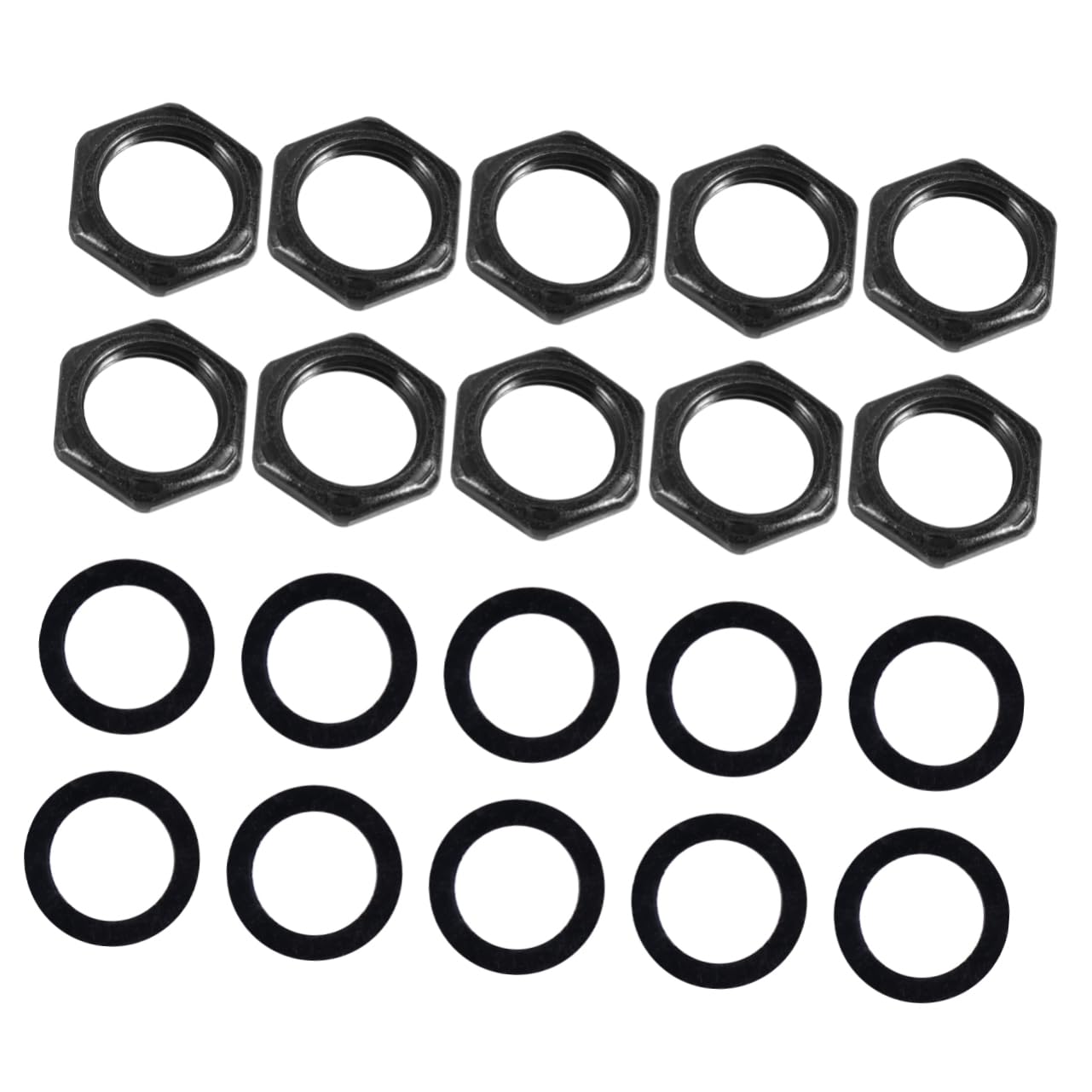 JOINPAYA 20 Pcs M9 Electric Guitar Nut Gasket Potentiometer Set (10 Nut 10 Gasket) Metal Material Black Easy to Install