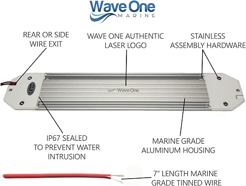 Miniatura 4 de Wave One Marine  Barco LED de 12 pulgadas luz de cúpula regulable de doble color 12 V RV  Carcasa de aluminio  Interruptor de atenuación táctil