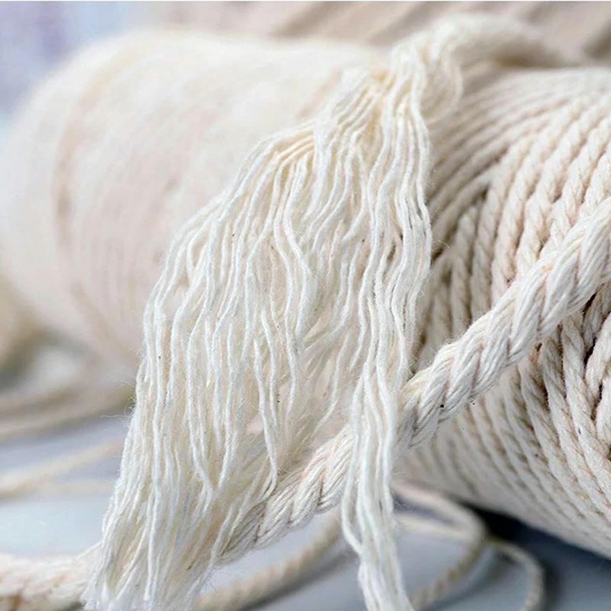 Cuerda de algodón para ropa y otros artículos de bricolaje, decoración del hogar, artesanía, tejido, cuerda de macramé, especificación múltiple-3 mm x 200 m