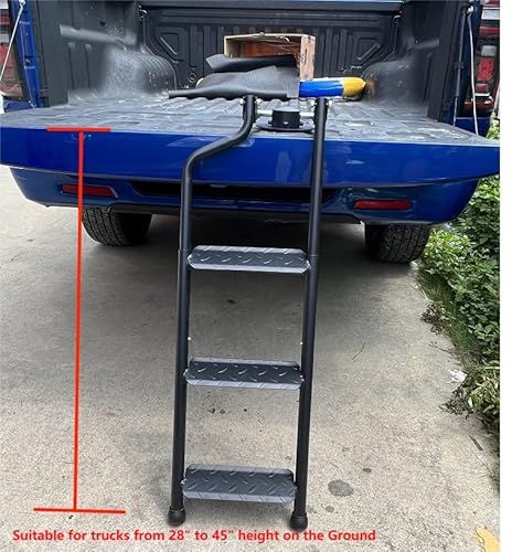 Foldable Tailgate Ladder For Pickup Truck Tailgate Ladder With Wide Pedal For Truck Omni-Directional Ladder Rack Easy Install Capacity 660 Lb #TOP4