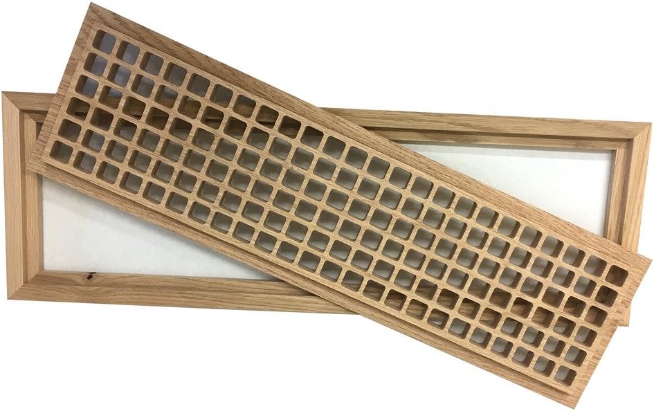 6 Inch x 24 Inch White Oak Hardwood Vent Floor Register Flush Mount with Frame, Eggcrate Style, Unfinished
