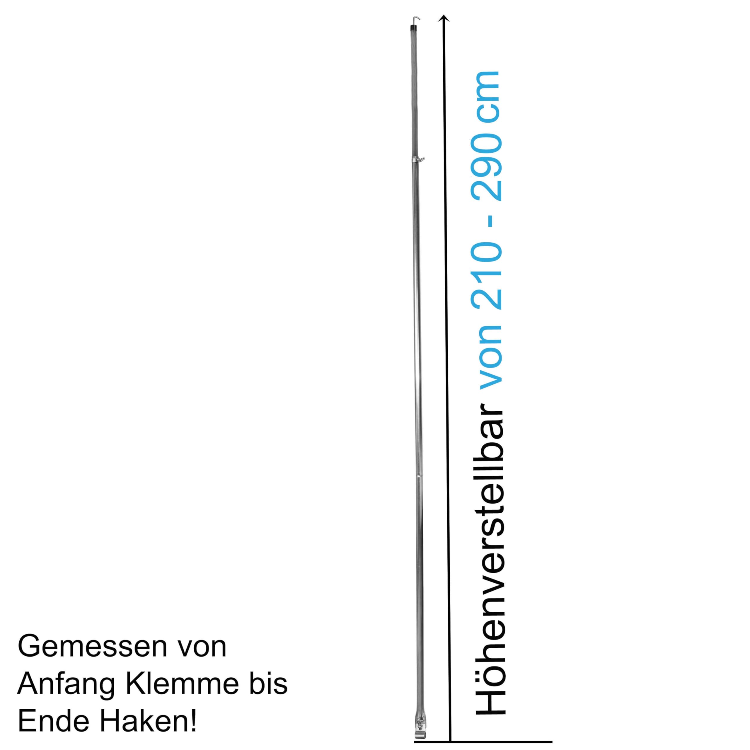 Lot de 2 barres de toit - En acier - Avec pince et crochet - Télescopiques de 190 à 290 cm