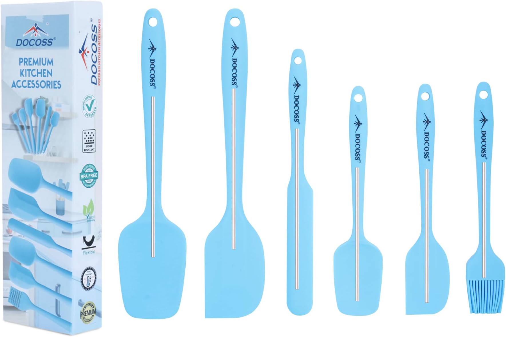 DOCOSS- Pack of 6-Silicone Spatula Set for Cooking Premium Quality