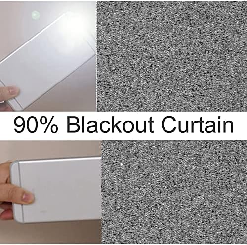 WEST LAKE Gray 90% Blackout Curtain with 8 Grommets Top Textured Triple Weave Energy Efficient Drapes for Living Room Bedroom Thermal Insulated Noise Reducing Solid Linen Drapes, 50"x72"x2, Grey