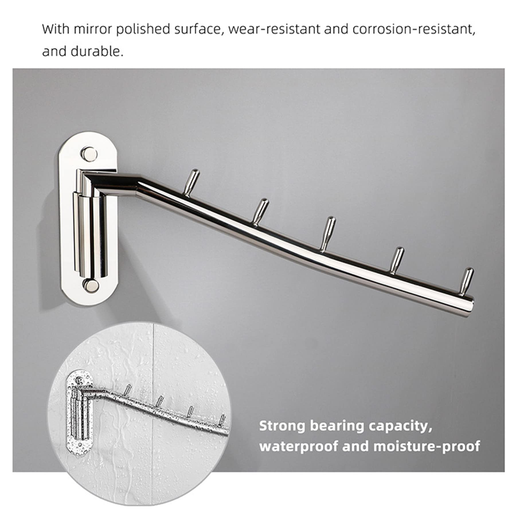 Amazon｜ステンレス鋼壁取り付け衣類ハンガーラックフック、スイング