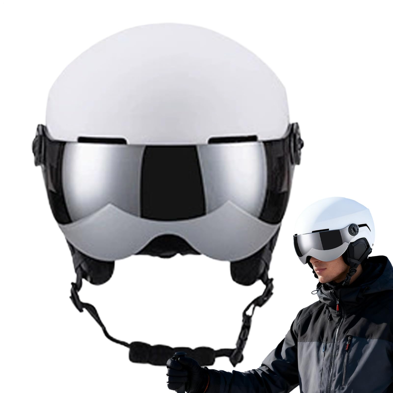 Casque de Snowboard, Chapeau absorbant les chocs avec yeux de protection - Casque de neige pour temps froid avec, pour hommes, jeunes, adultes, skieurs, snowboarders, descente, complexe, sports de