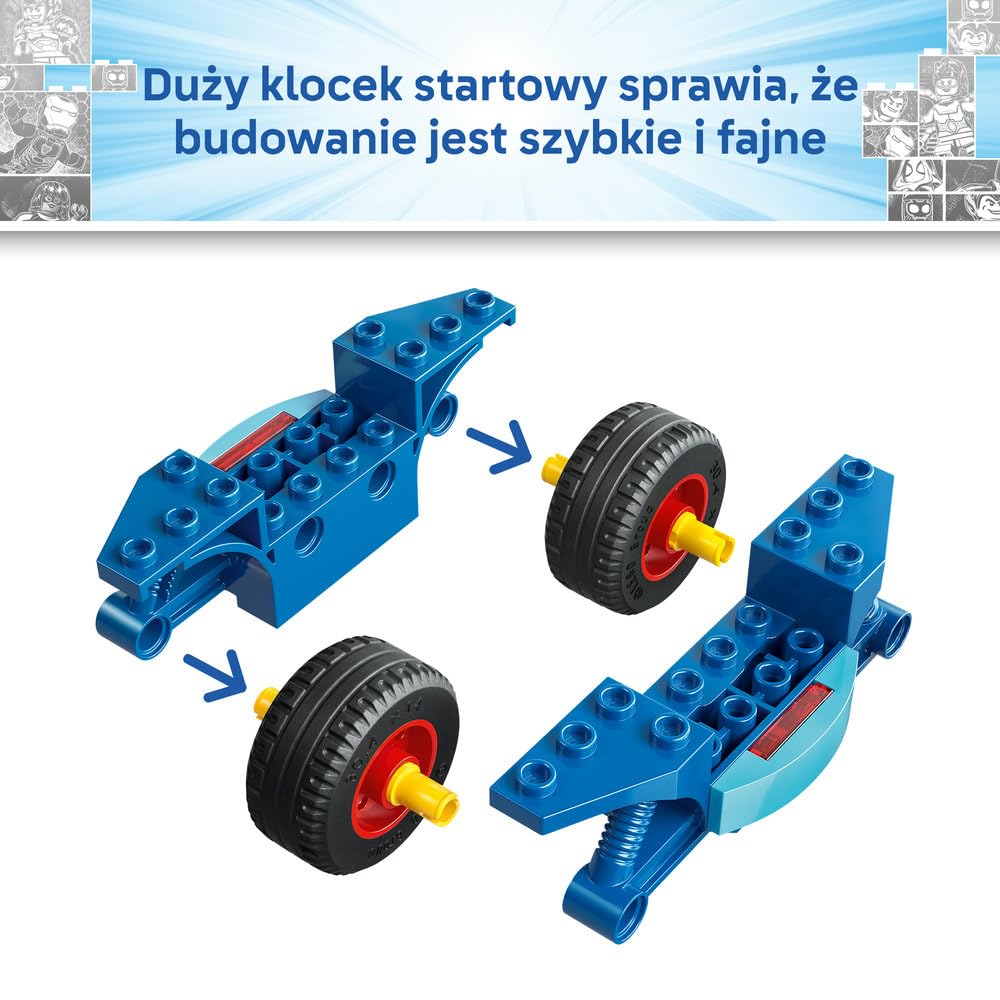 LEGO Spidey Spidey na motocyklu kontra Rhino 11206 | motocykl superbohatera, zestaw z figurkami, prezent dla dzieci 4+, prosty zestaw startowy, 61 elementów