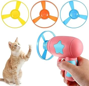 Rcfine 猫フェッチトイ ネコ インタラクティブトイ 楽しいヘリコプター 猫のおもちゃ ゲームトレーニングプロペラ 追跡/たたき/バッティング/ペットトレーニングツールブルー