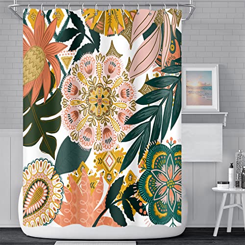 Rideau de douche bohème en polyester de haute qualité chic floral