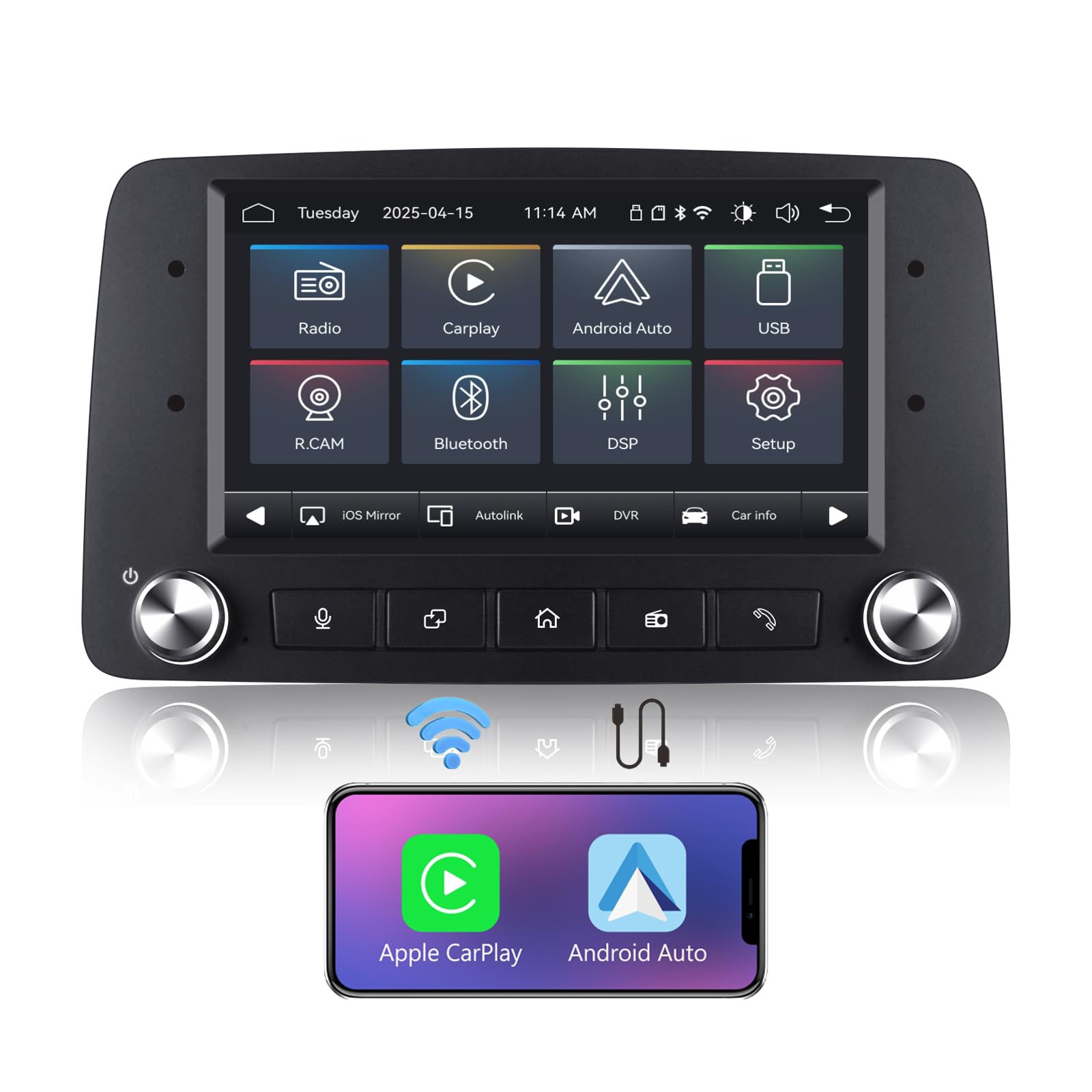 Autoradio Linux Avvio Lampo Compatibile Fiat Panda 169 2003-2012 | Installazione Rapida | CarPlay/Android Auto Wireless/FM/AM/RDS/USB | DSP 100W |