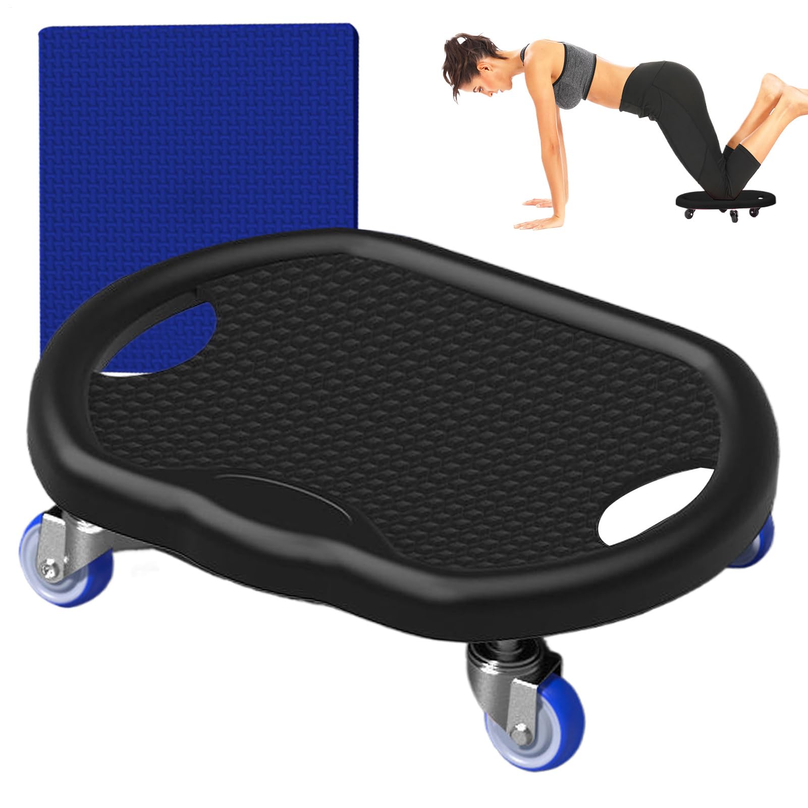 Deslizadores para ejercicio en casa con tabla de rueda abdominal y alfombrilla protectora 8