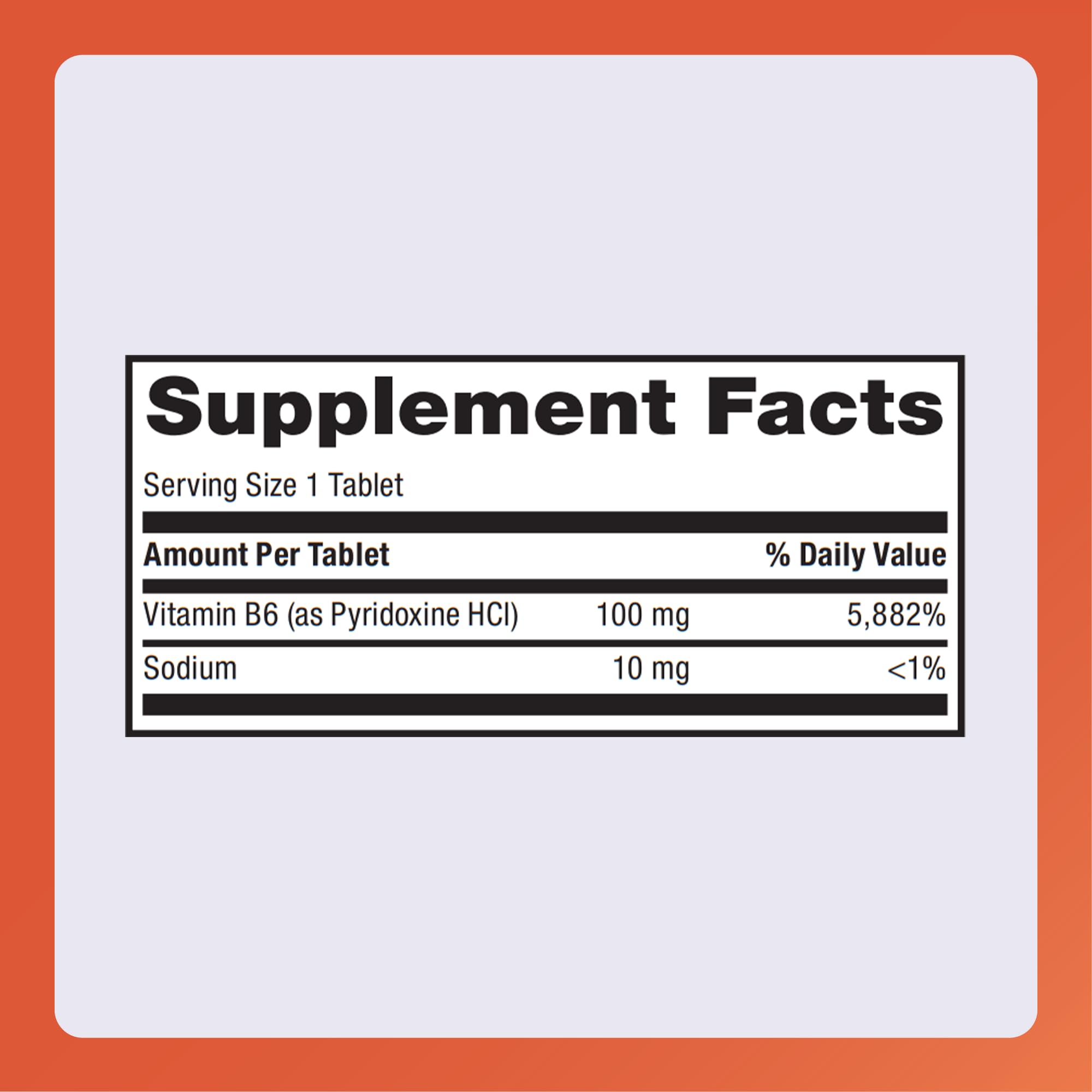 Rugby Vitamin B-6 Tablets - 100mg of Vitamin B6 - Dietary Supplement - 100 Count — Amazon image 5