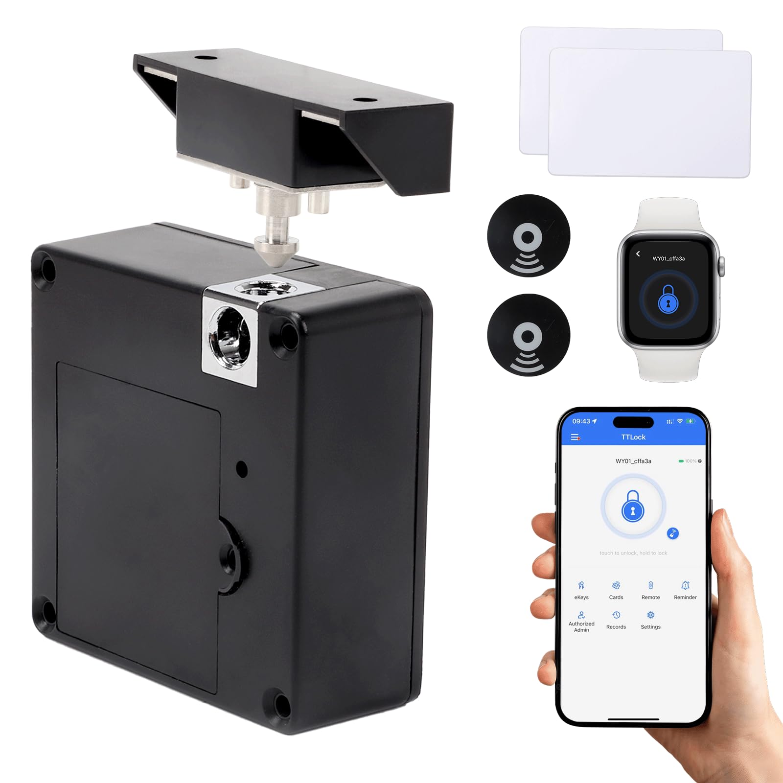 Cerradura Inteligente,Cerradura Electrónica Oculta para Gabinete,Cerradura NFC, Cerraduras sin Agujeros para Armarios, Cajones, taquillas y Armarios de puertas Dobles,Cerradura de Muebles