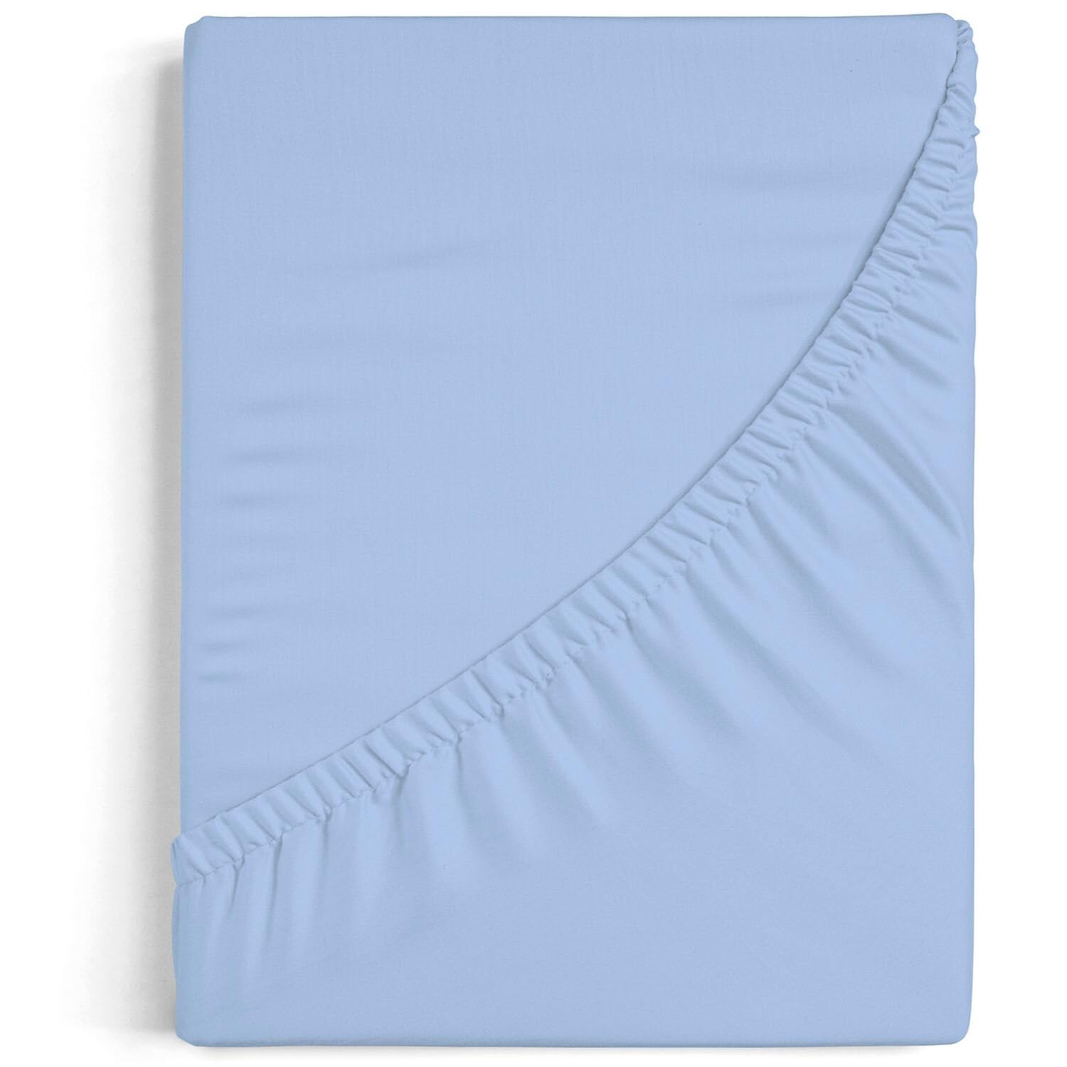 Burrito Blanco 100% Cotton A8 Fitted Sheet for Cot 70 x 140 cm (plus, Sky Blue