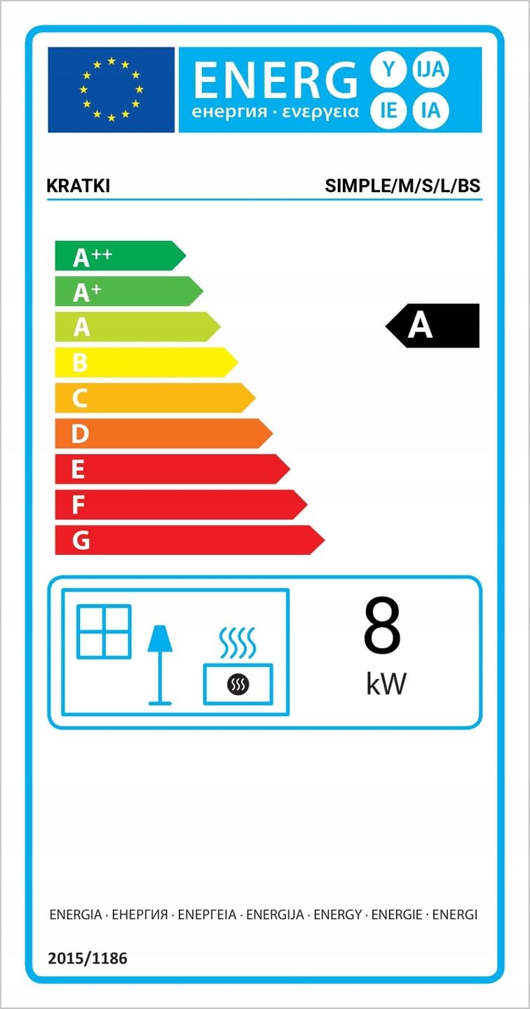 KRATKI Kamineinsatz Holzofen Gusseisen Simple Links 8kW BImSchV 2 Einbausatz EEK A